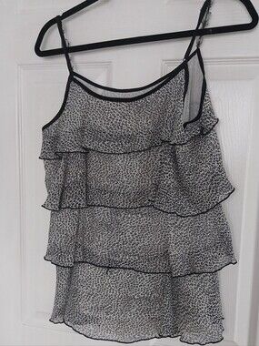 Tiered Ruffle Cami Top - Black and White